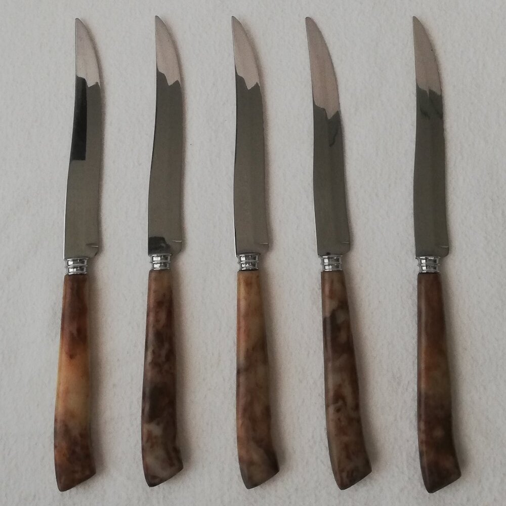 Mid Century Steak Knives Galaxie Hollow Ground Stainless Steak Knives Set Of 5